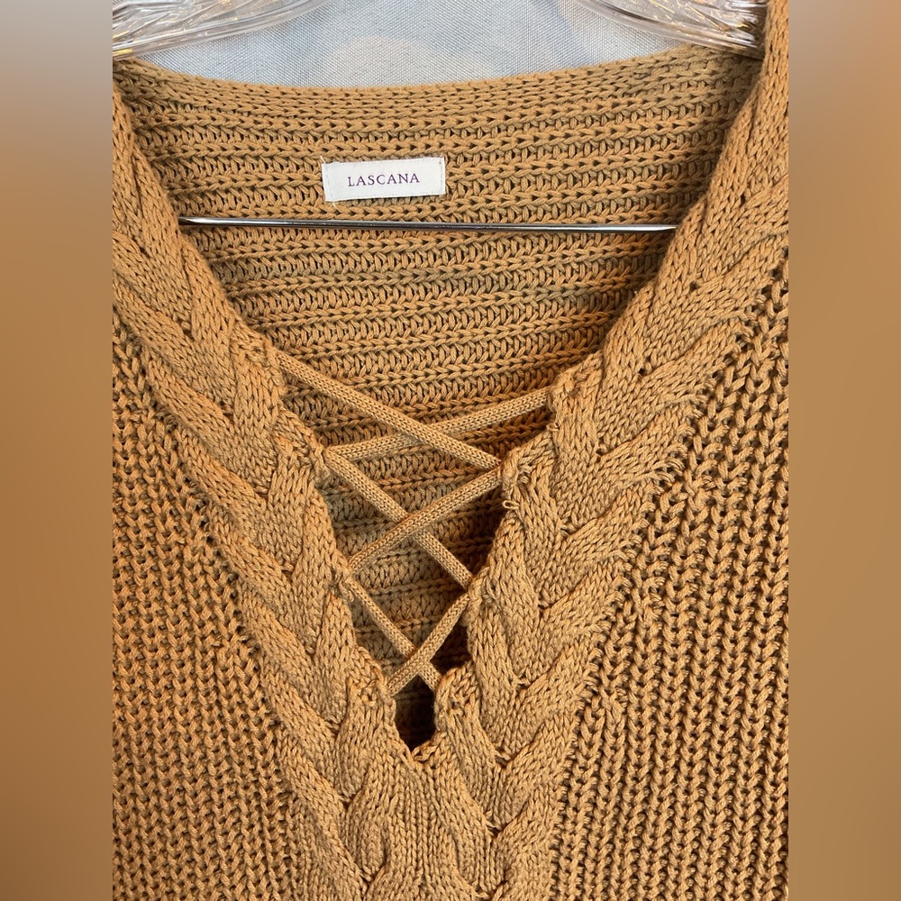 Lascana Golden Brown Lace Up Sweater- Size 4-6 - Picture 3 of 8
